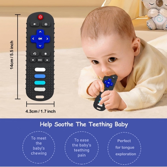 NEW Baby Teether Toys - TV Remote Control Shape Silicone Toddler Teething Toys - Picture 7 of 9